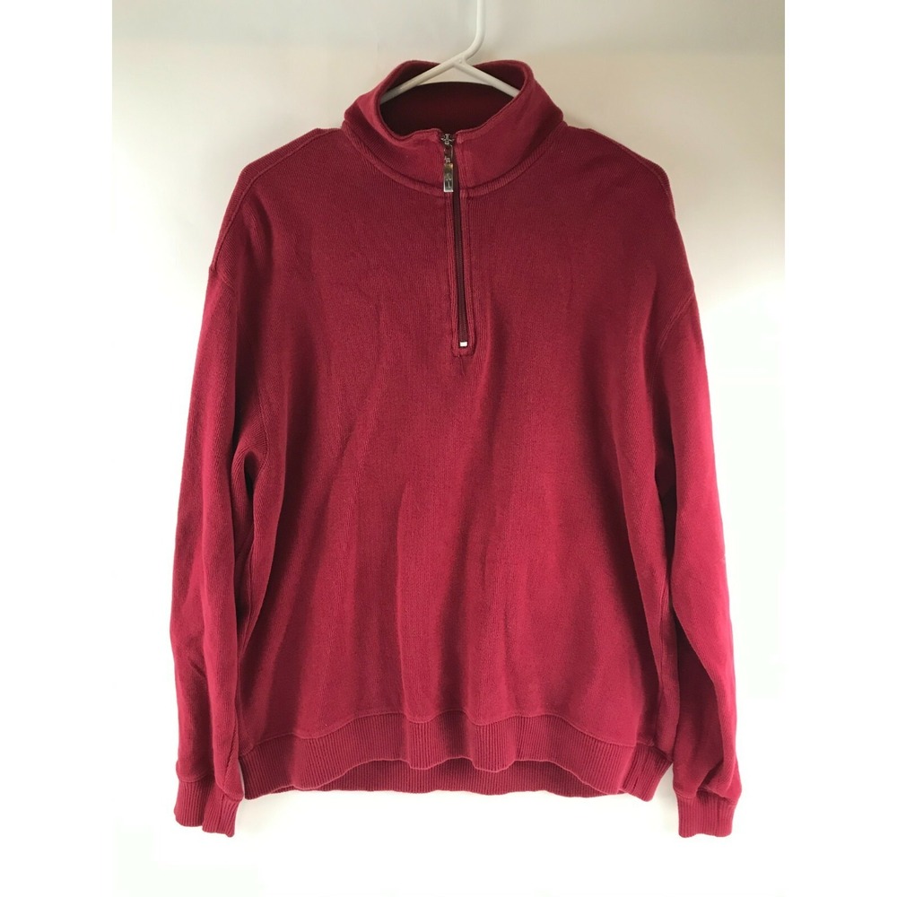 Paradise Collections Sweater Men's Size Large Red 1/4 Zip Turtle Neck Pullover